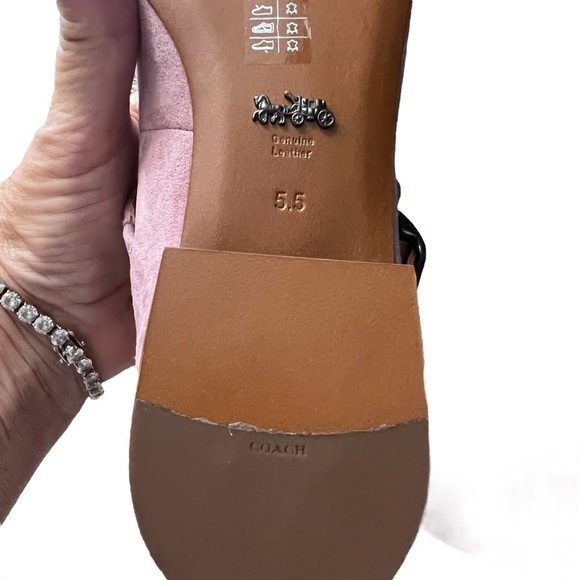 COACH Dusty Rose Flower Stud Suede Leather Mary Jane Flats Size 5.5 NWOB - Picture 13 of 13